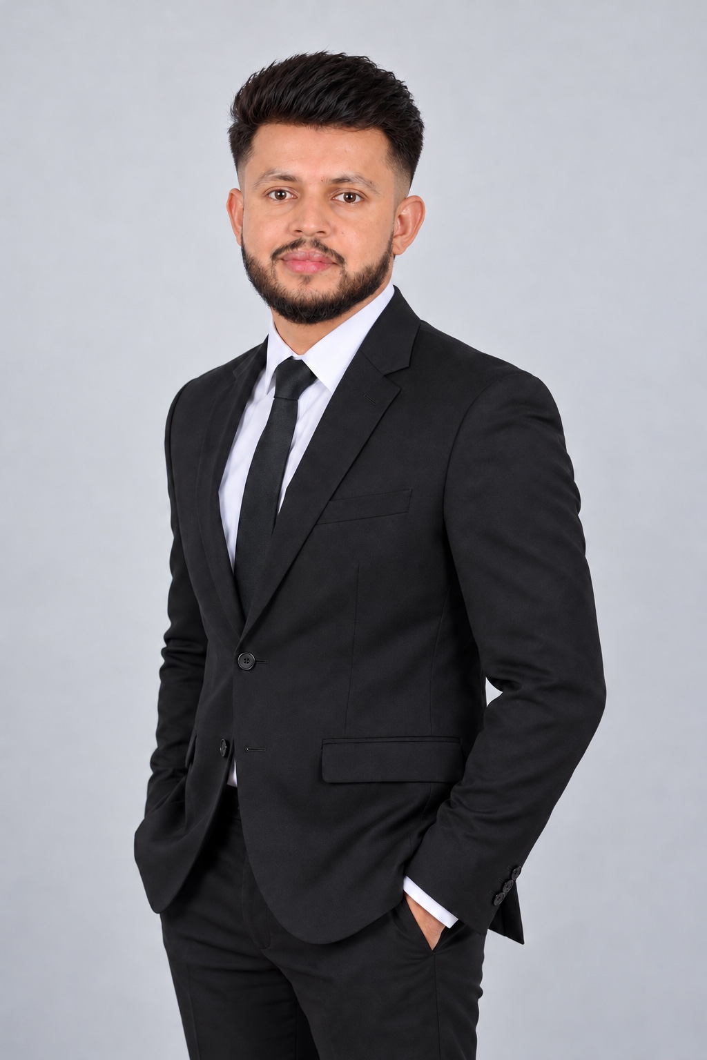 Abrar Ali in a black suit